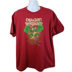 Dragon Wisdom Earth Sun Moon red t-shirt size XL